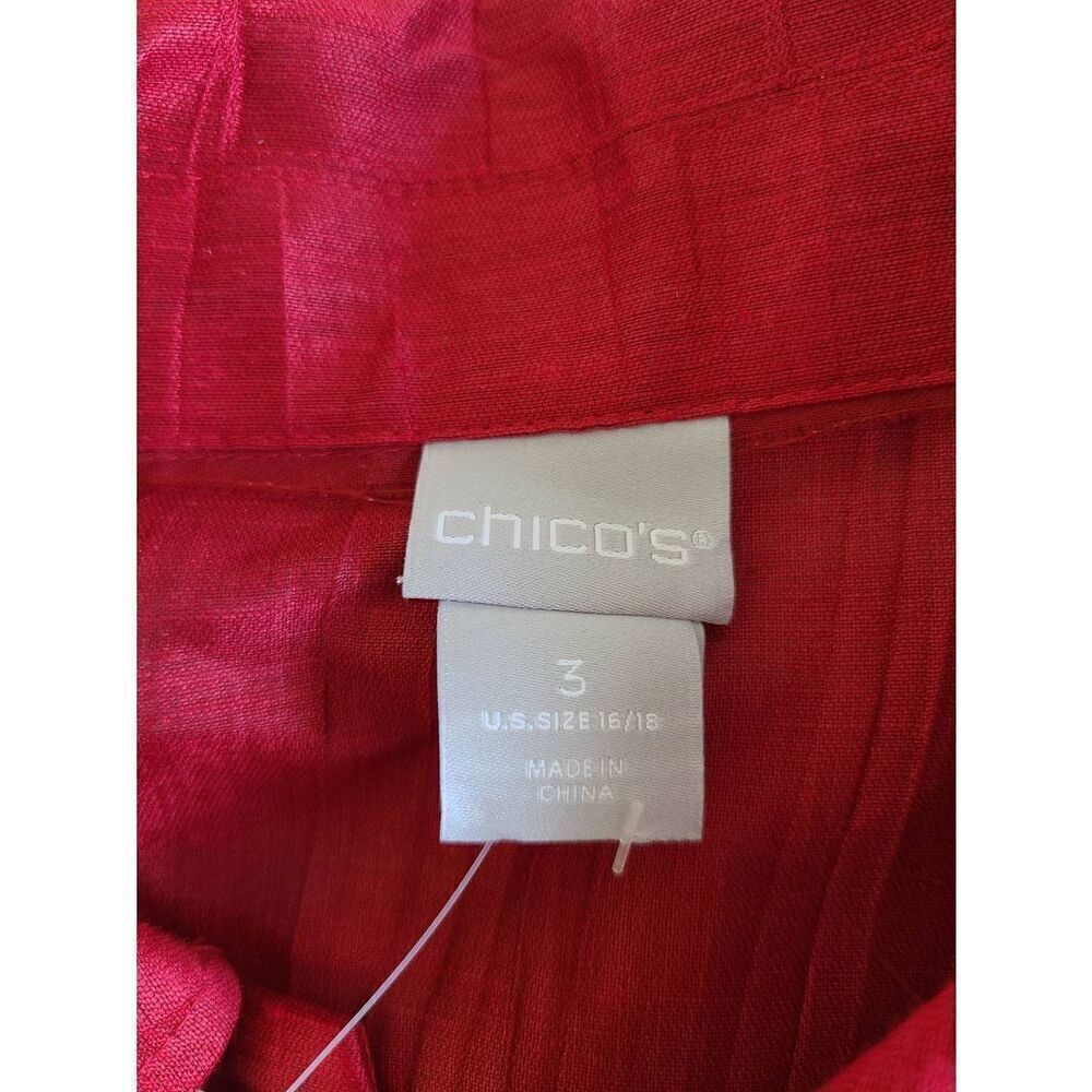 Chico's Basic Jacket Womens 3 Red Button Front Lo… - image 6